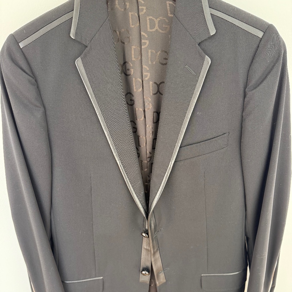 Dolce & Gabbana Black Martini Wool/Sheepskin Blazer